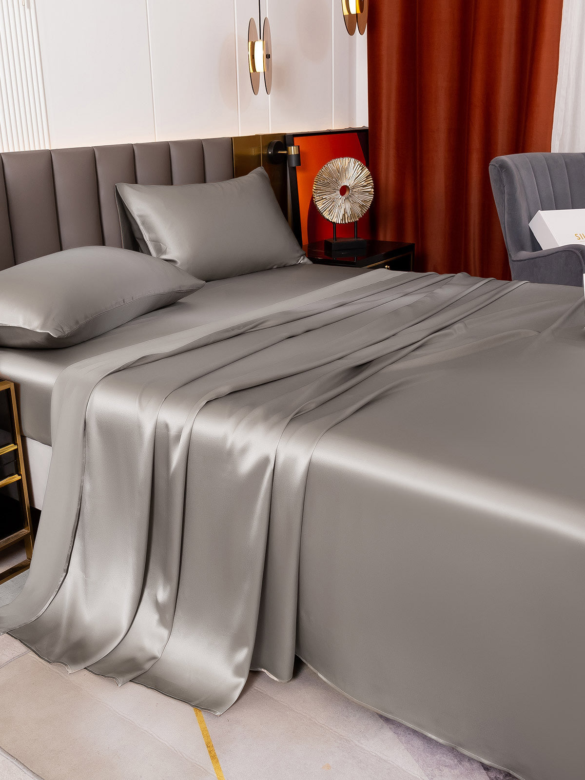 SilkSilky AU 19Momme Pure Silk Bedding Set Gray 004