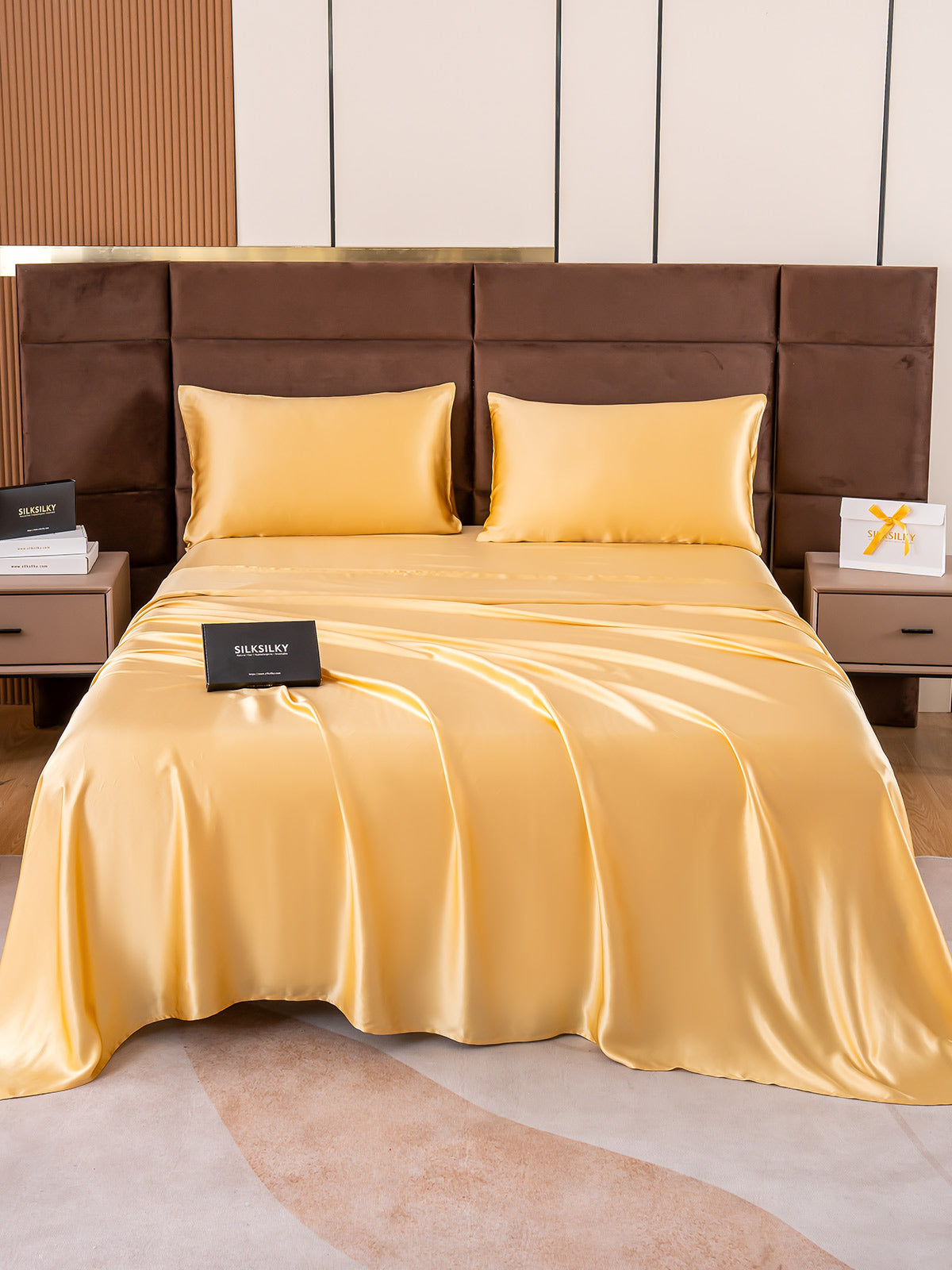 SilkSilky AU 19Momme Pure Silk Bedding Set Champagne 001