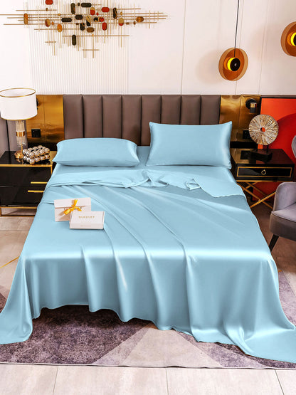 SilkSilky AU 19Momme Pure Silk Bedding Set LightBlue 002