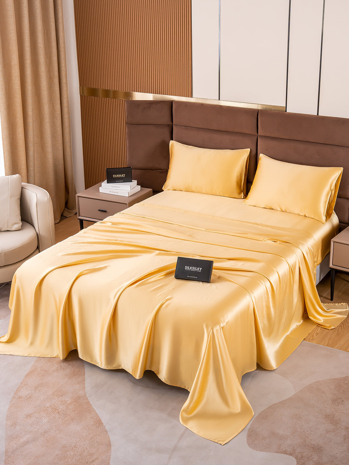 SilkSilky AU 19Momme Pure Silk Bedding Set Champagne 005