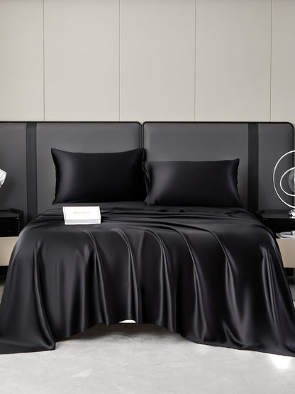 SilkSilky AU 19Momme Pure Silk Bedding Set Black 005