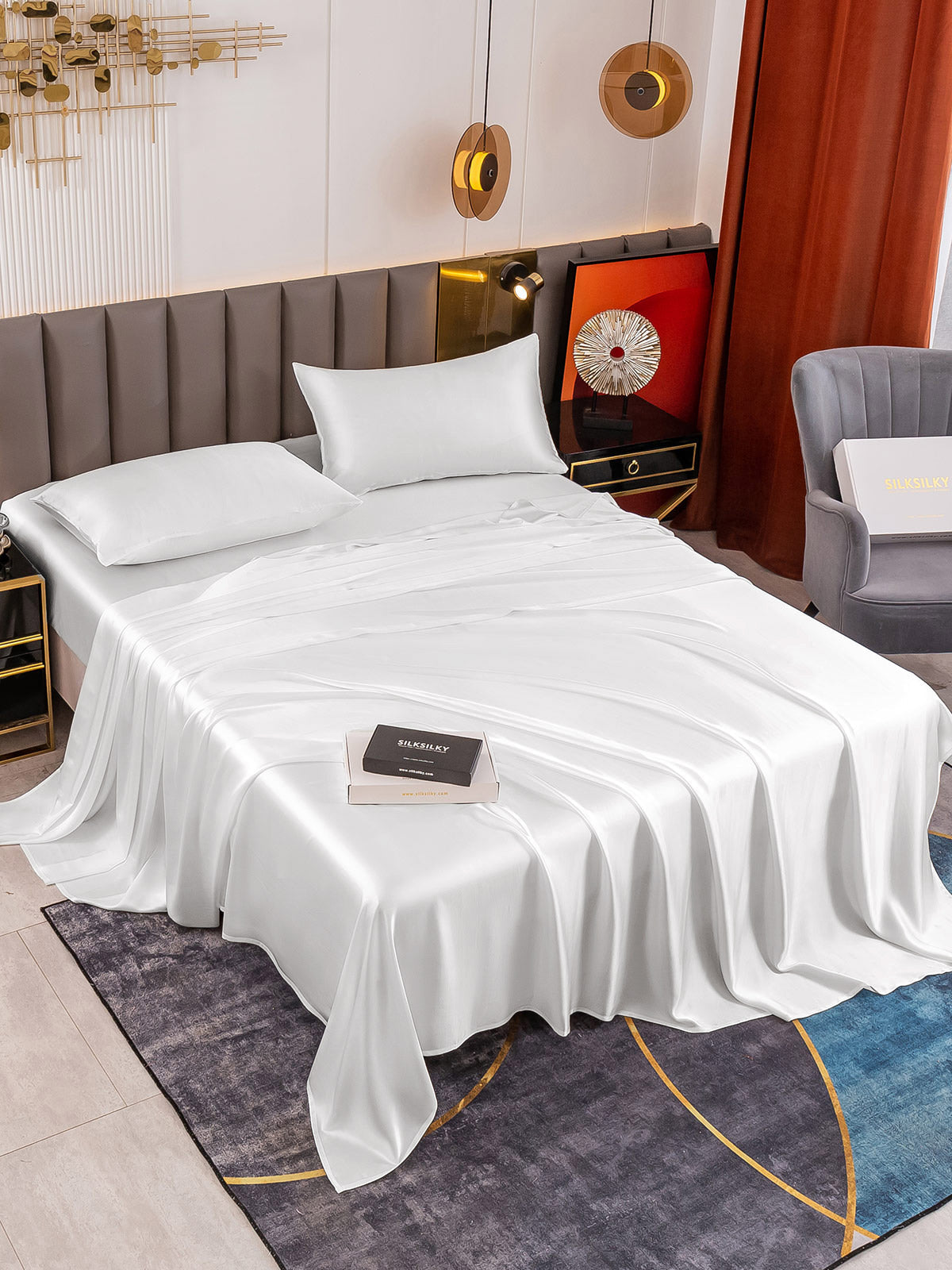 SilkSilky AU 19Momme Pure Silk Bedding Set White 001