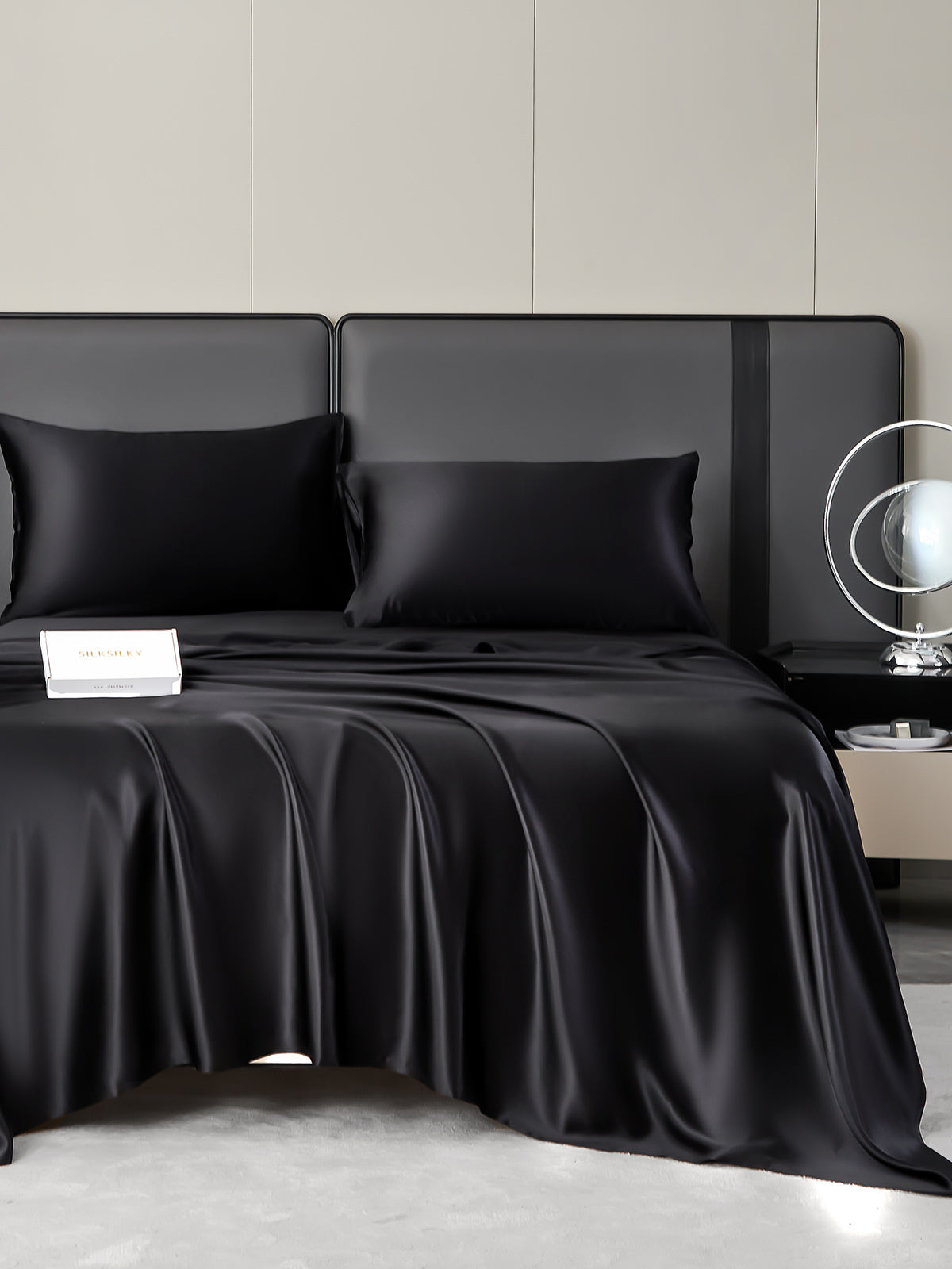 SilkSilky AU 19Momme Pure Silk Bedding Set Black 002