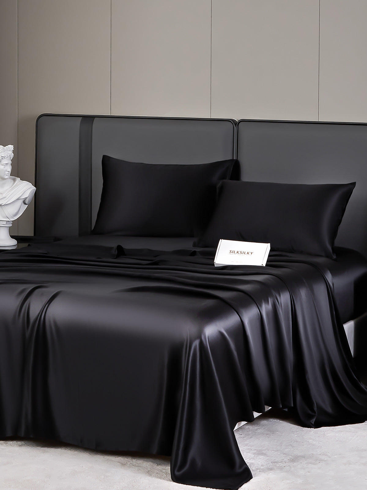 SilkSilky AU 19Momme Pure Silk Bedding Set Black 003